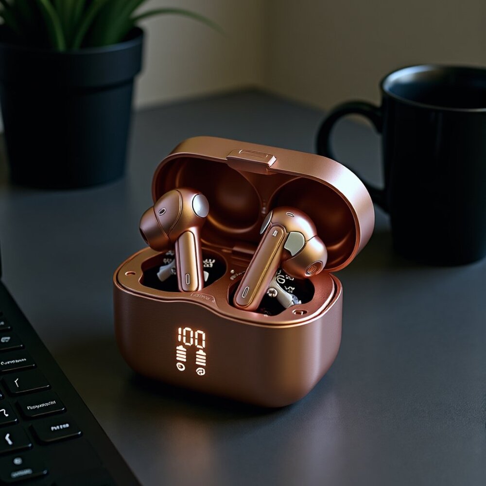 Rose Gold Bluetooth Earbuds – Hi-Fi Sound, Everyday Comfort, Workout-Ready Style